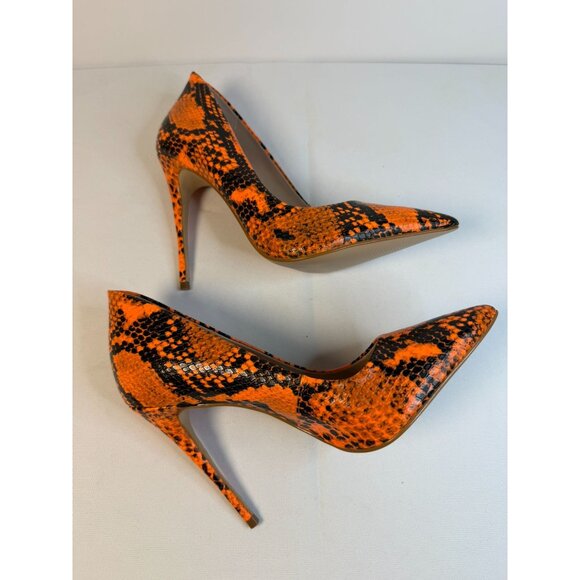 Aldo Cassedy Orange Snake Print Size 7 Pumps  Formal Stiletto High Heel - Picture 6 of 12